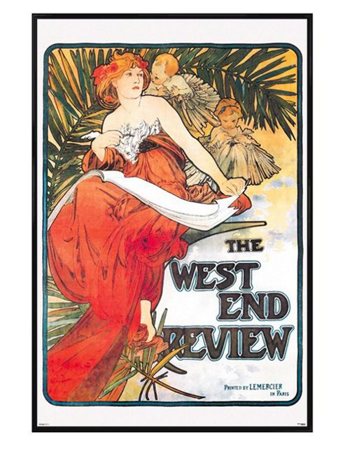 Image of Alphonse Mucha Gloss Black Framed The West End Review Poster