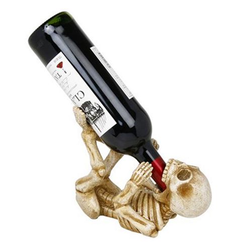 Image of Skeleton - Novelty Wine Bottle Holder - Cream / Brown