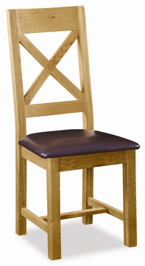 Image of Alterton Furniture Pemberley Cross Back Dining Chair With Pu Leather Seat (set Of 2)
