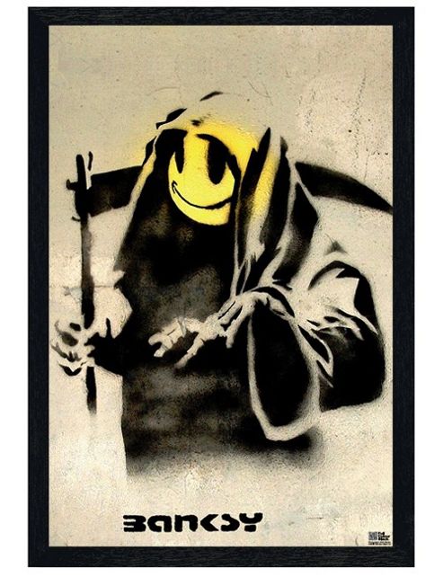 Image of Banksy Black Wooden Framed The Reaper Poster