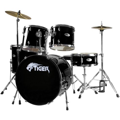 Image of Tiger Black Full Size Beginner Drum Kit