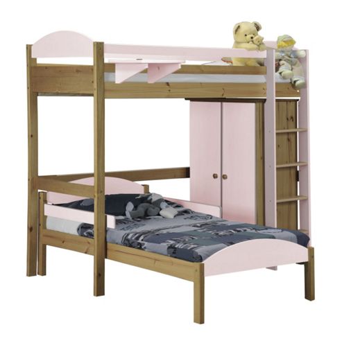 Image of Maximus L Shape High Sleeper Set 1 Antique With Pink Details