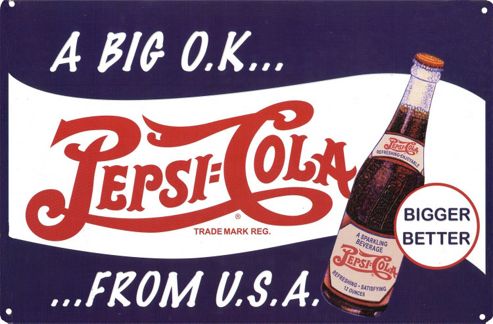 Image of Pepsi-cola Pepsi Cola A Big Ok From The Usa Tin Sign