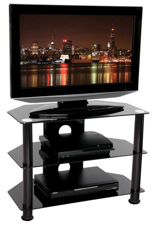 Image of Tru-vue F-tru650 Black Glass Tv Stand