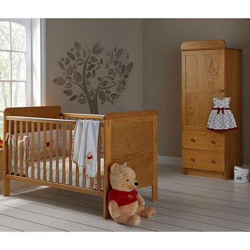 Image of Obaby Winnie The Pooh Cot Bed And Single Wardrobe