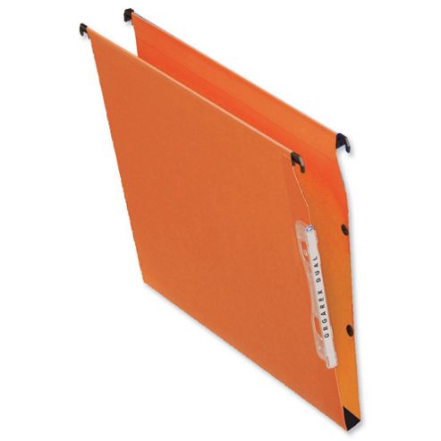Image of Esselte Orgarex Lateral File Kraft 220gsm Square-base 50mm Capacity W330mm Orange Ref 21630 [pack 25]