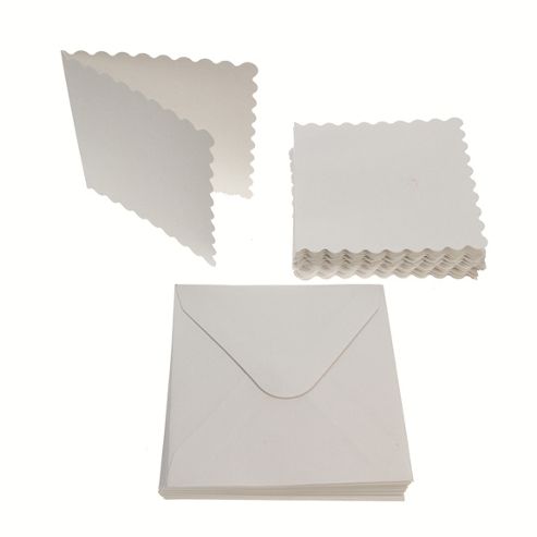 Image of 3x3 Scalloped Card Blanks 300gsm 20pk - White