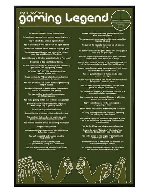 Image of Gloss Black Framed Signs Of A Gaming Legend Poster