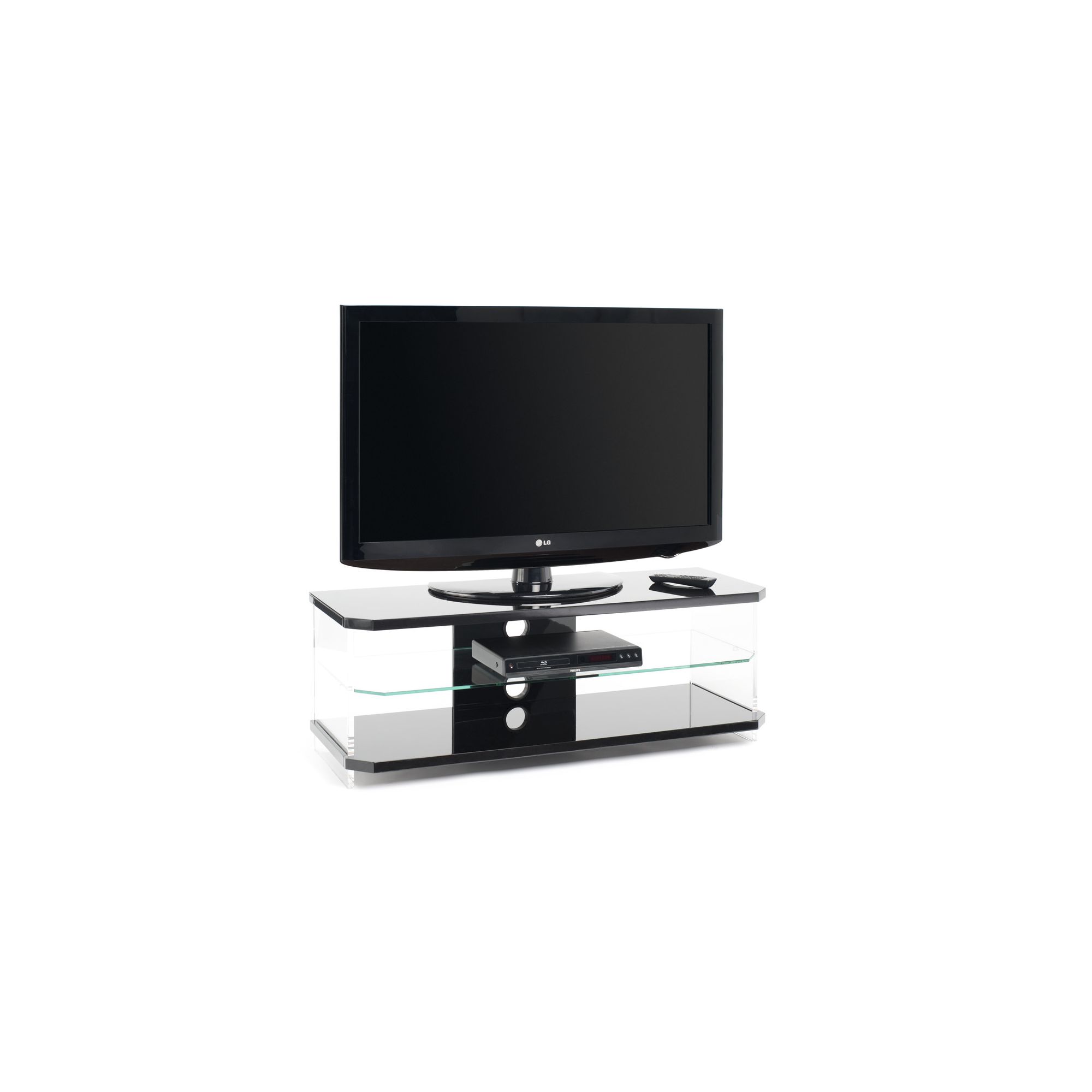 Techlink Air Acrylic and Glass 55'' TV Stand - Black at Tesco Direct