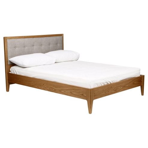 Image of Stockholm Double Upholstered Bed Frame - Solid Oak