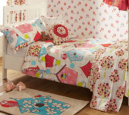 Image of Birdhouse Brights, Single Bedding
