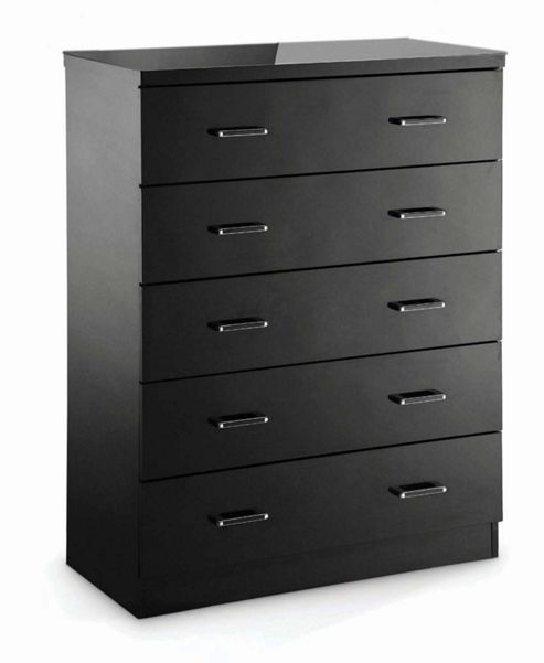 Image of Home Zone Novello 5 Drawer Chest - Black