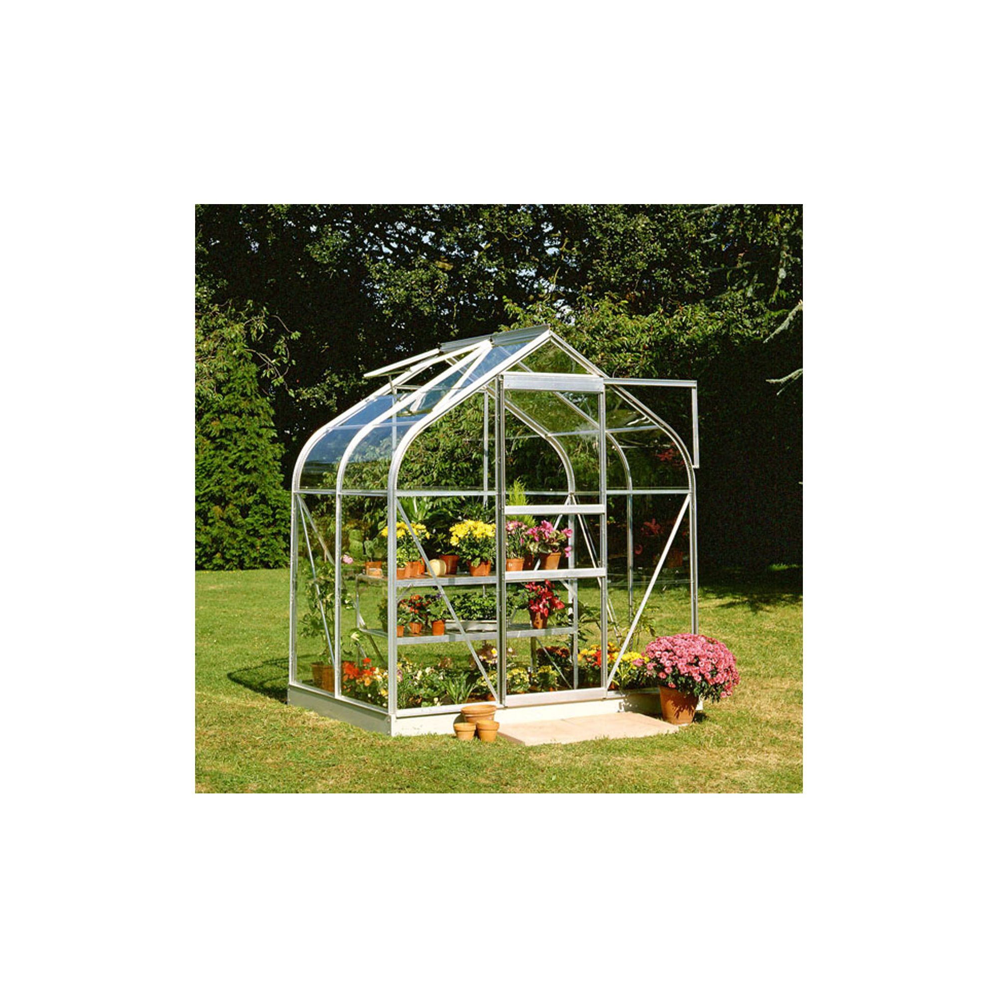 Halls 4x6 Curved Aluminium Greenhouse + Base - Toughened Glass at Tesco Direct