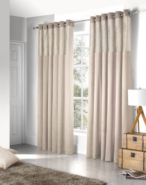 Image of Savoy Ready Made Eyelet Curtains - Cream