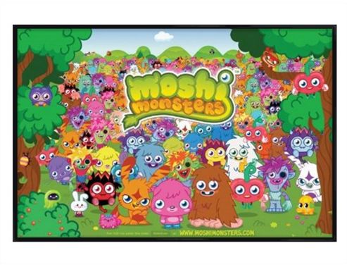 Image of Gloss Black Framed Moshi Monsters Character Collage Poster