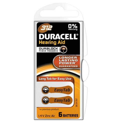 Image of Duracell Hearing Aid Batteries 312 6 Pack