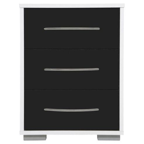 Image of Newport 3 Drawer Bedside Black