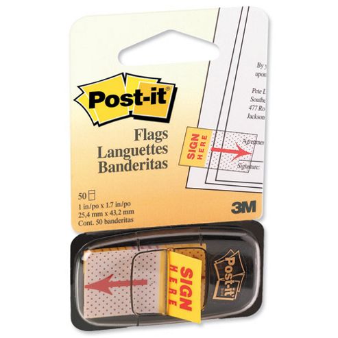 Image of Post-it Sign Here Index Pack Of 50 W25mm Ref 680-9