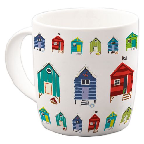 Image of Jan Pashley Beach Hut Design Single Bone China Mug