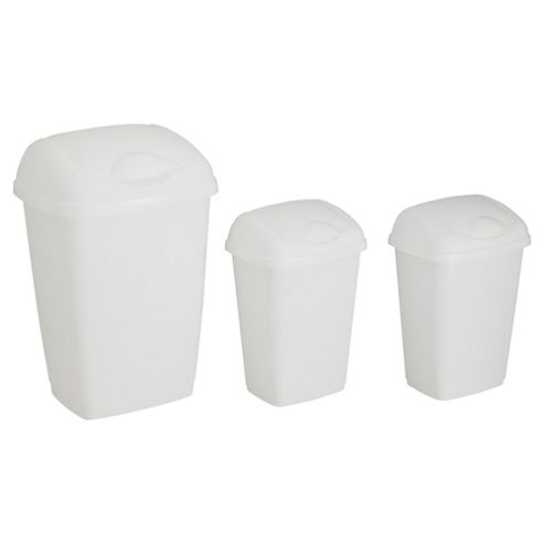 Image of Tesco Value Recycling 3pc Bin Set (1x50l And 2x15l) White