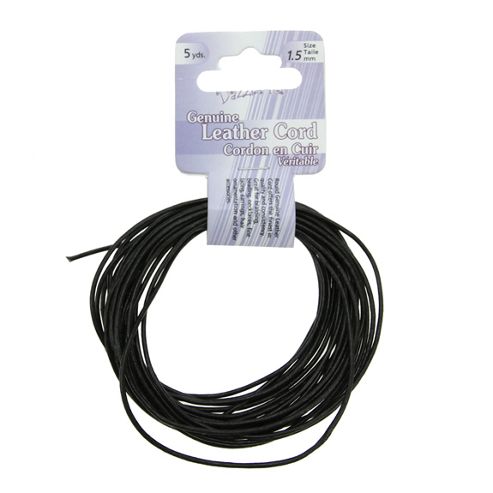 Image of Leather Cord 1.5mm Round Black 5yds