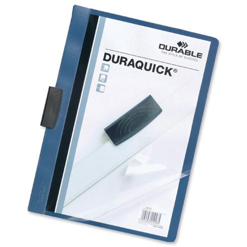 Image of Durable Duraquick Clip Folder Pvc Clear Front For 20 Sheets A4 Blue Ref 2270/06