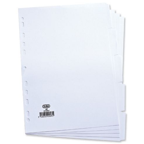 Image of Elba Dividers Europunched 5-part A4 White Ref 100204880