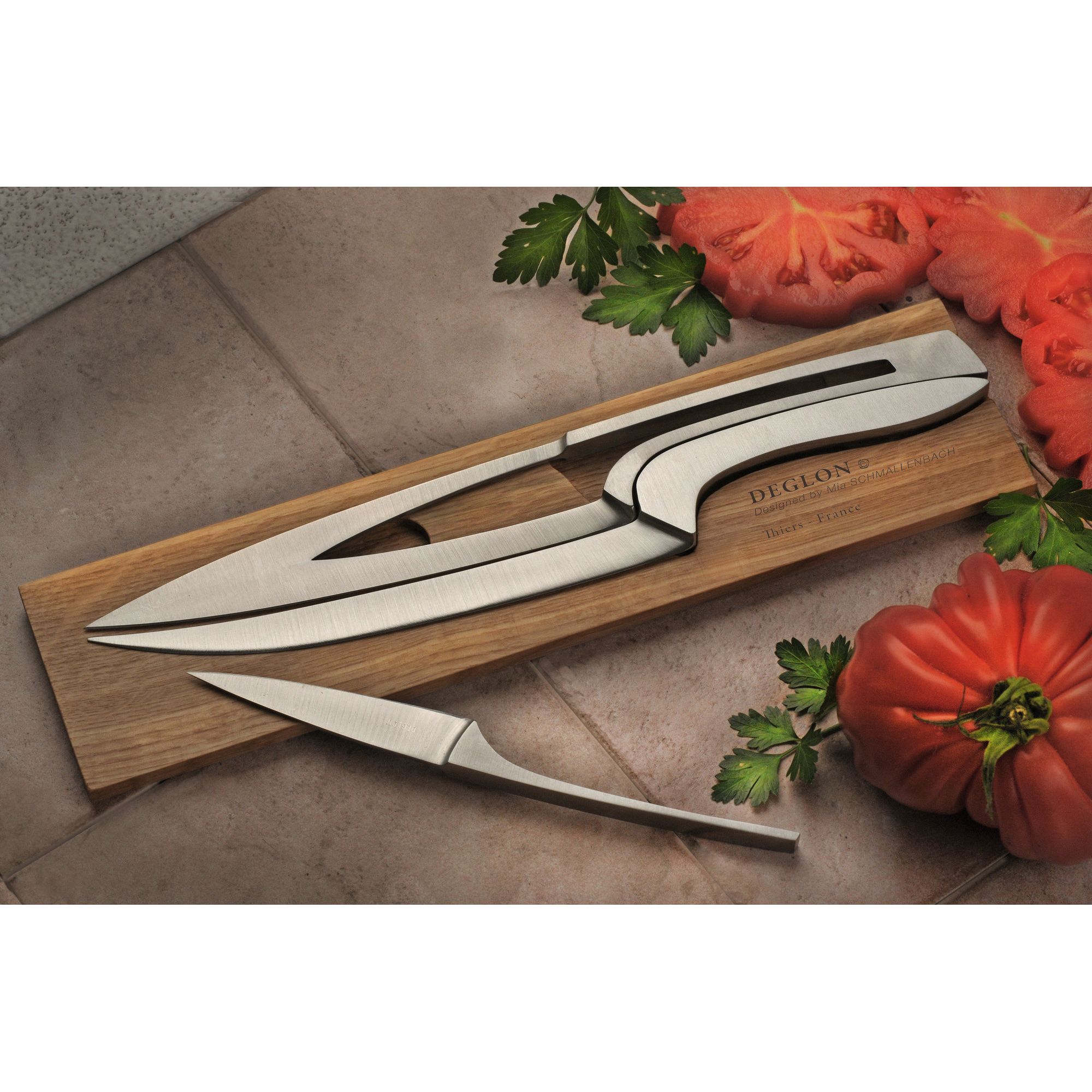 DÃ©glon Meeting Knives 3 Piece Knife Set with Oak Base at Tesco Direct