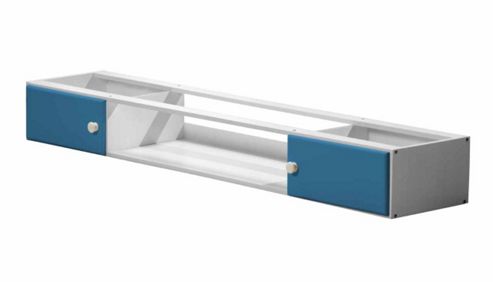 Image of Catania Under Bed Cupboards With Open Shelf In White &amp; Blue