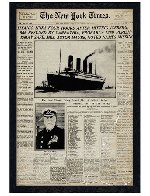 Image of The New York Times Black Wooden Framed Titanic Tragedy Poster
