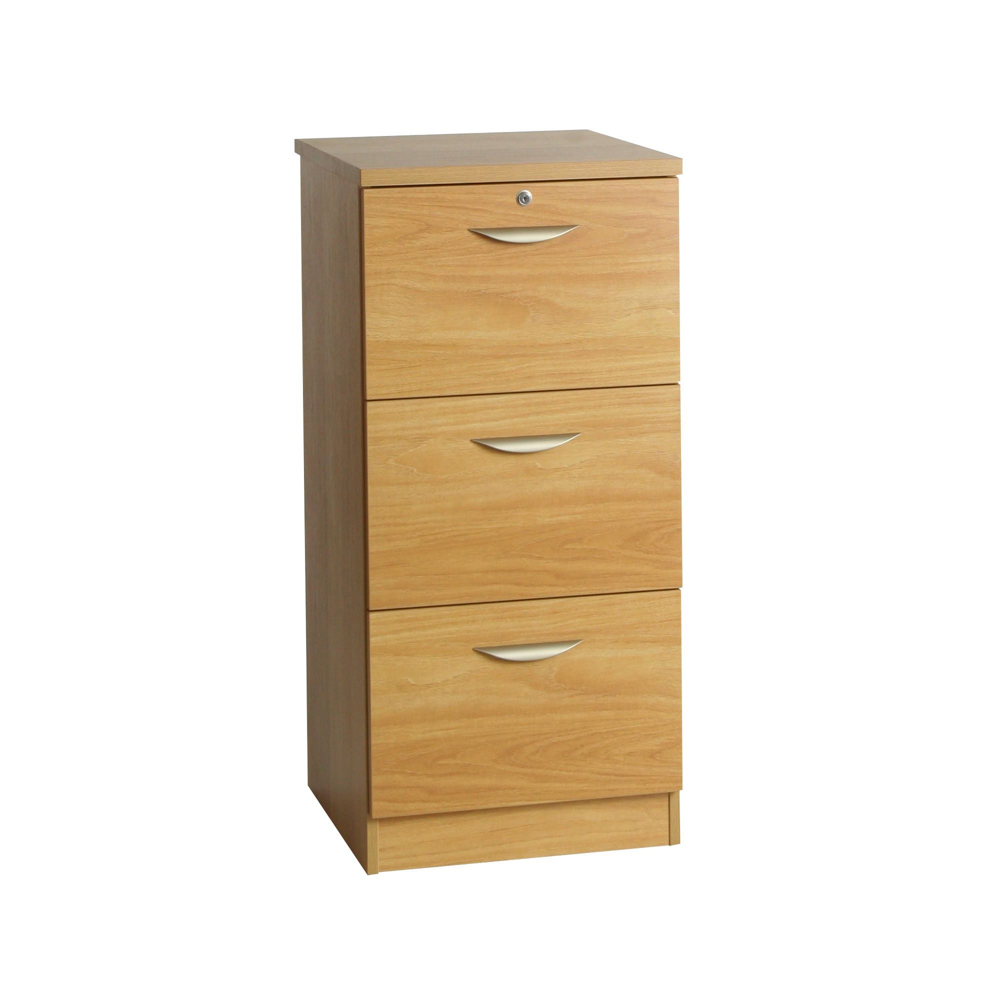 Enduro Three Drawer Tall Wooden Filing Cabinet - Warm Oak at Tesco Direct
