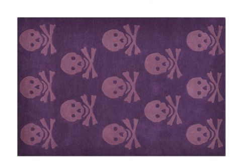 Image of Lorena Canals Estampado Wine Skull Children's Rug - 140 Cm W X 200 Cm D (4 Ft 9 In X 6 Ft 6.5 In)