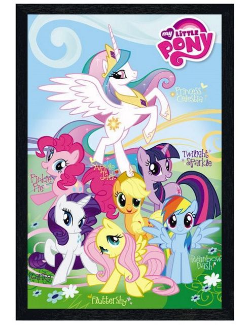Image of Black Wooden Framed My Little Pony Friendship Is Magic Your Favourite Characters Poster