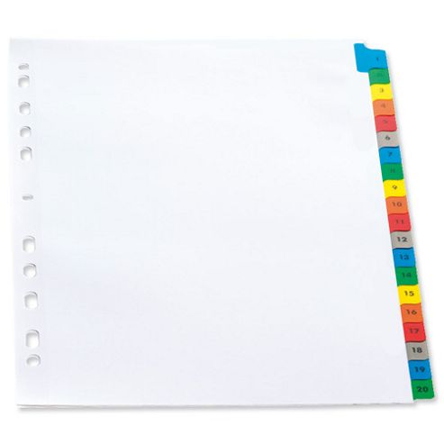 Image of Elba Index Mylar-reinforced Europunched 1-20 With Coloured Mylar Tabs A4 White Ref 100209108