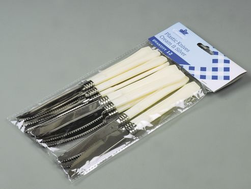 Image of Essential Plk12ch Plastic Knives Crm+silver X12
