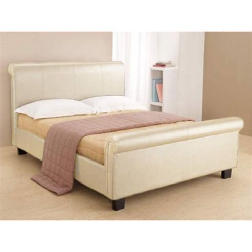Image of Cream Faux Leather Bed Frame - Single 3ft