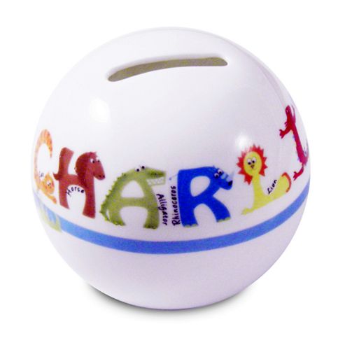Image of Personalised Blue Animal Money Box