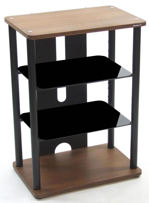 Image of Atacama Elara 3-600 Cm Satin Black And Dark Bamboo Hifi Stand