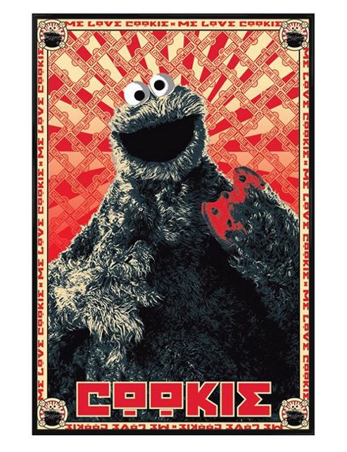 Image of Sesame Street Cookie Monster Gloss Black Framed Me Love Cookie! Poster