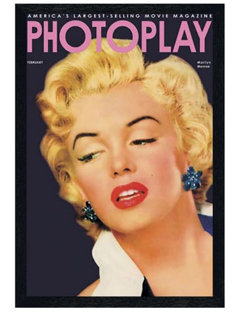 Image of Marilyn Monroe Black Wooden Framed Photoplay Cover With Poster