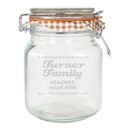Image of Personalised Hearts Small Glass Kilner Kitchen Storage Jar