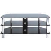 LEVV Glass TV Stand - Chrome / Black