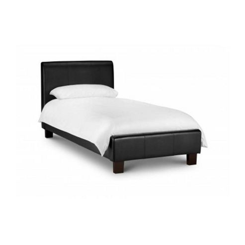 Image of Single Black Leather Bed Frame