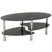 Cara Black Glass Coffee Table with Chrome Legs