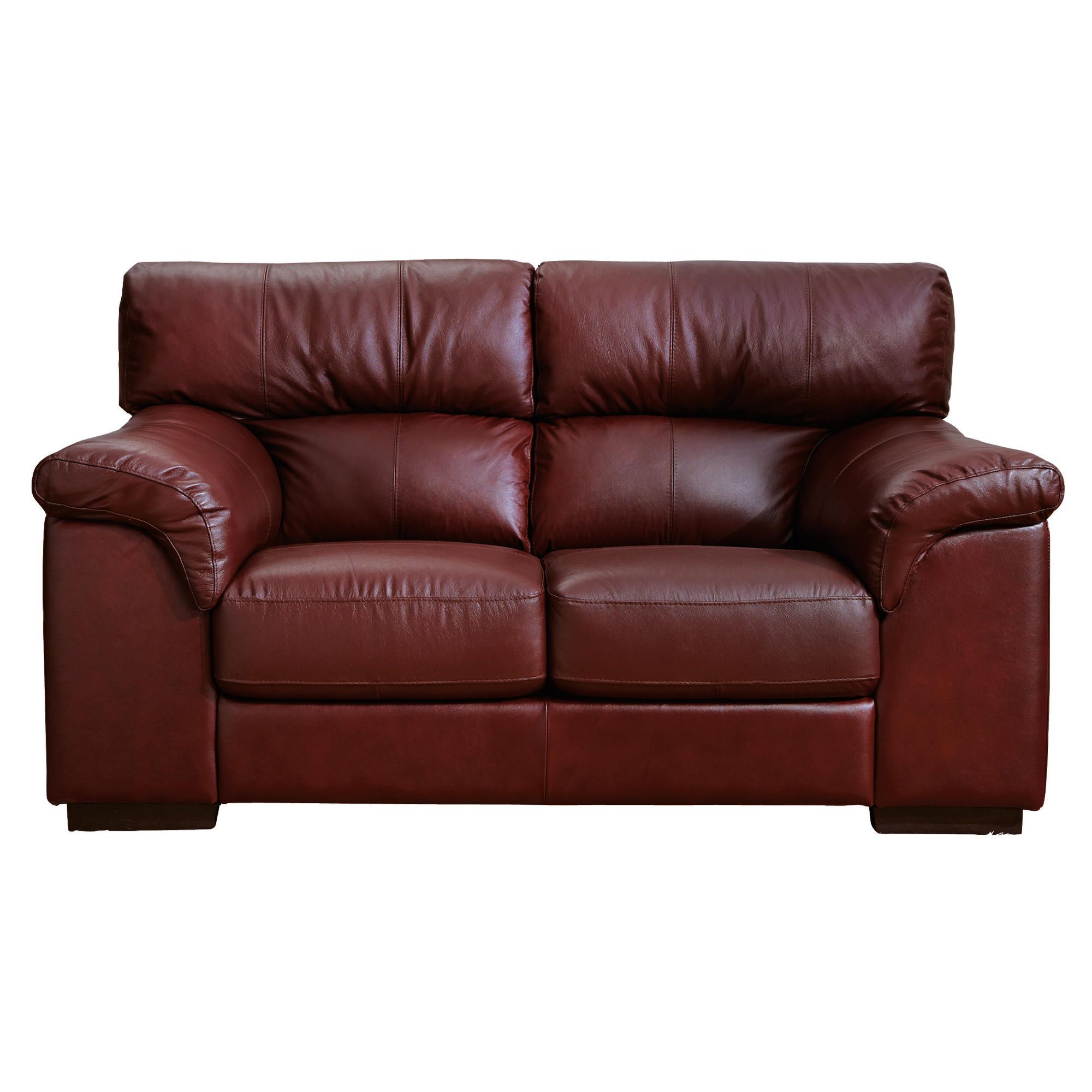 Galileo Small Leather Sofa Chestnut at Tesco Direct