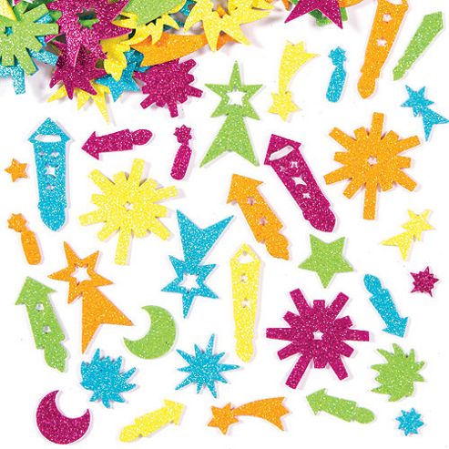 Image of Firework Glitter Foam Craft Stickers (pack Of 125)