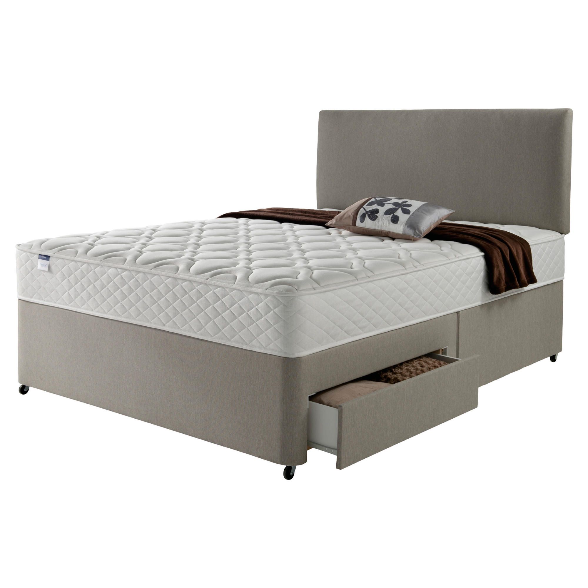 Silentnight Miracoil Luxury Micro Quilt 4 Drawer King Size Divan Mink with Headboard at Tesco Direct