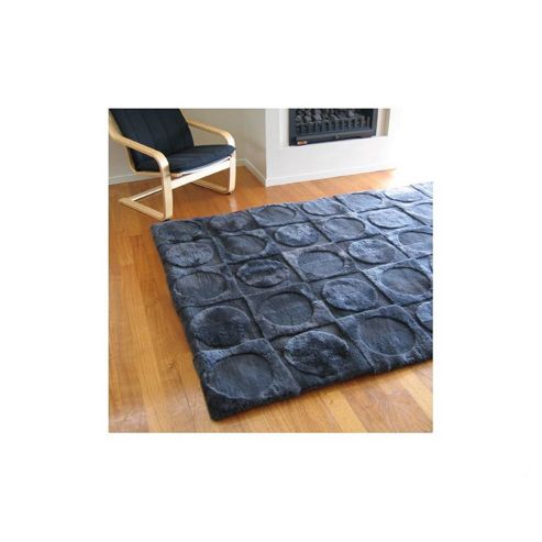 Image of Bowron Sheepskin Shortwool Design Lunar Ink Rug - 240cm H X 65cm W X 1cm D