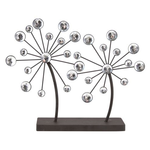 Image of Tree - Metal Ornament With Gemstones - Black