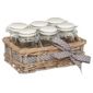 KitchenCraft Home Made Set of Six 70ml Storage Jars with Ceramic Lids and Willow Basket